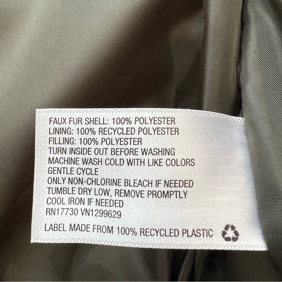 Wild Fable Green Faux Fur Full Zip Bomber Puffer Jacket Size L - Picture 11 of 11